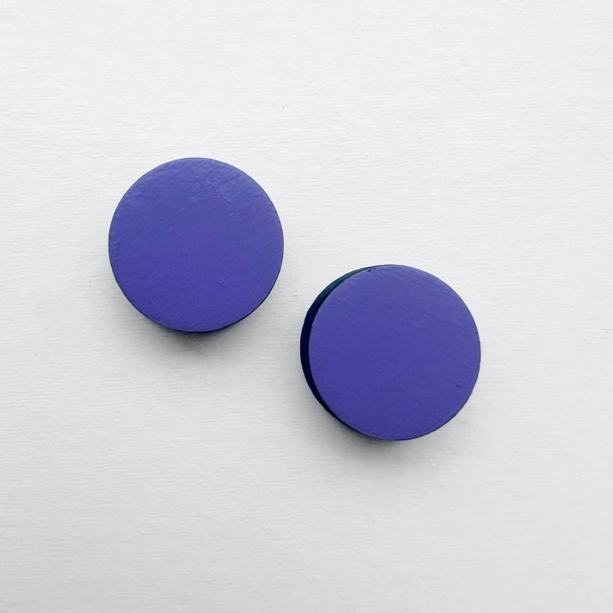 Circle Painted Wood Stud Earrings