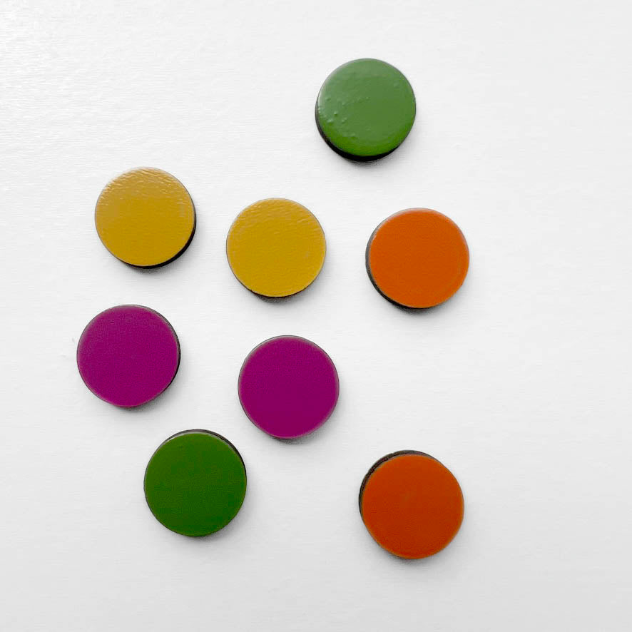 Circle Painted Wood Stud Earrings