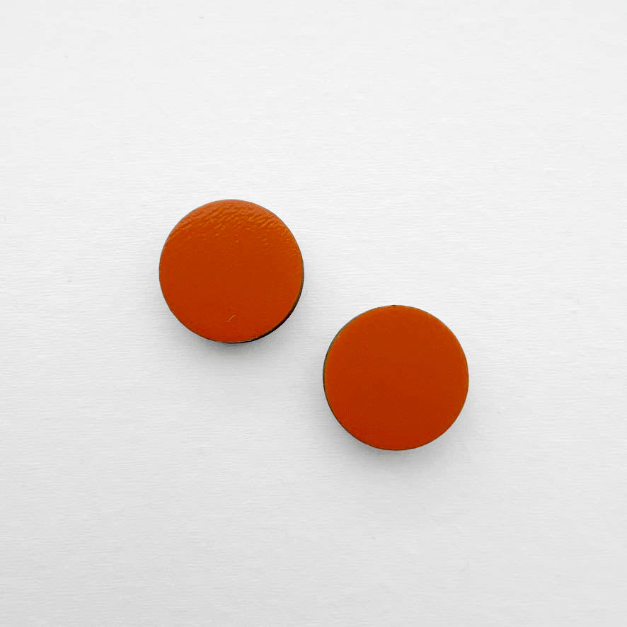 Circle Painted Wood Stud Earrings