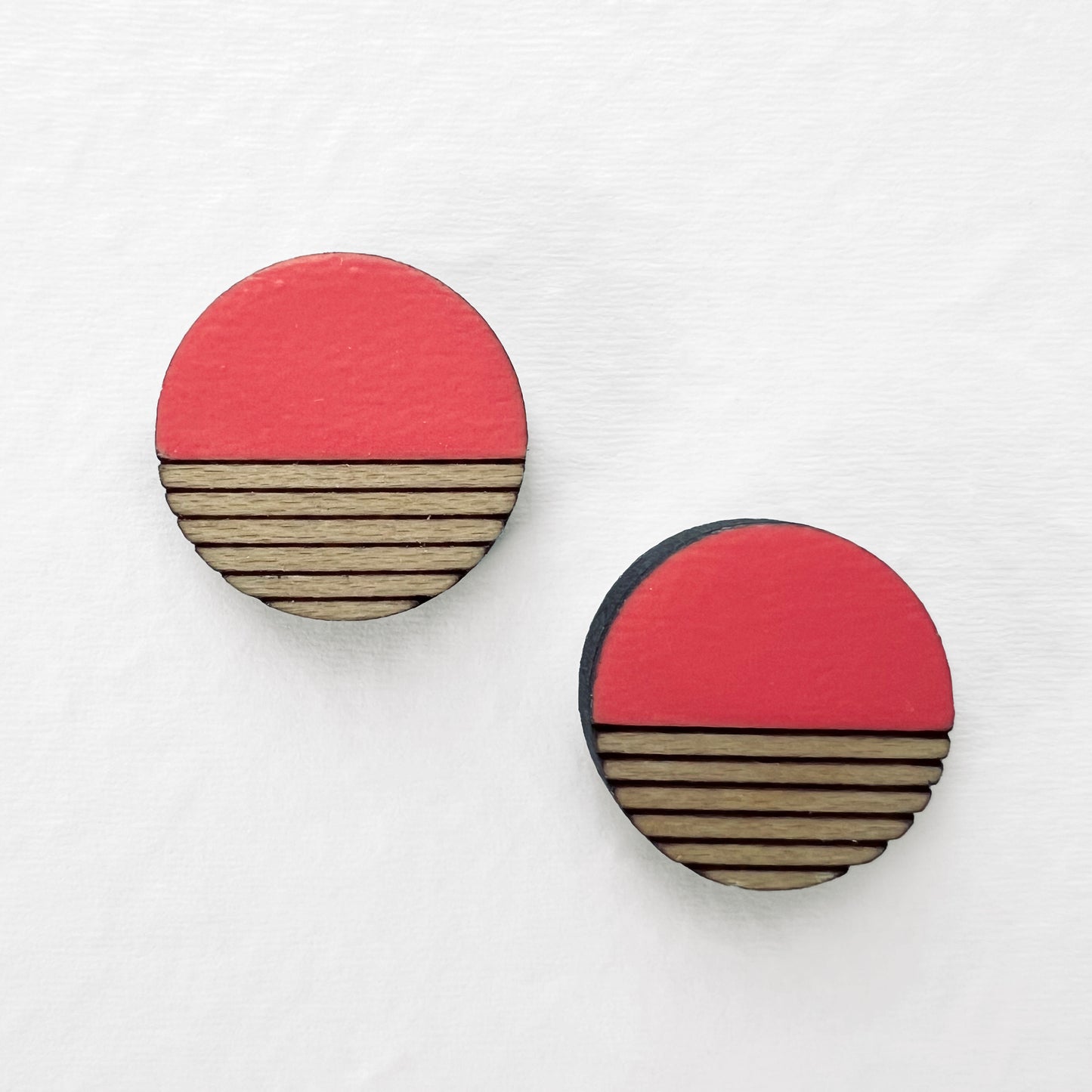 Retro Wood Stud Earrings