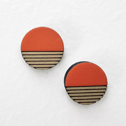 Retro Wood Stud Earrings