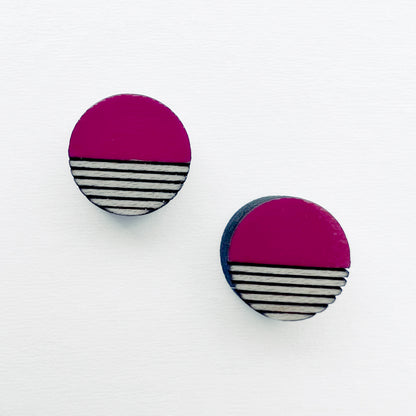 Retro Wood Stud Earrings