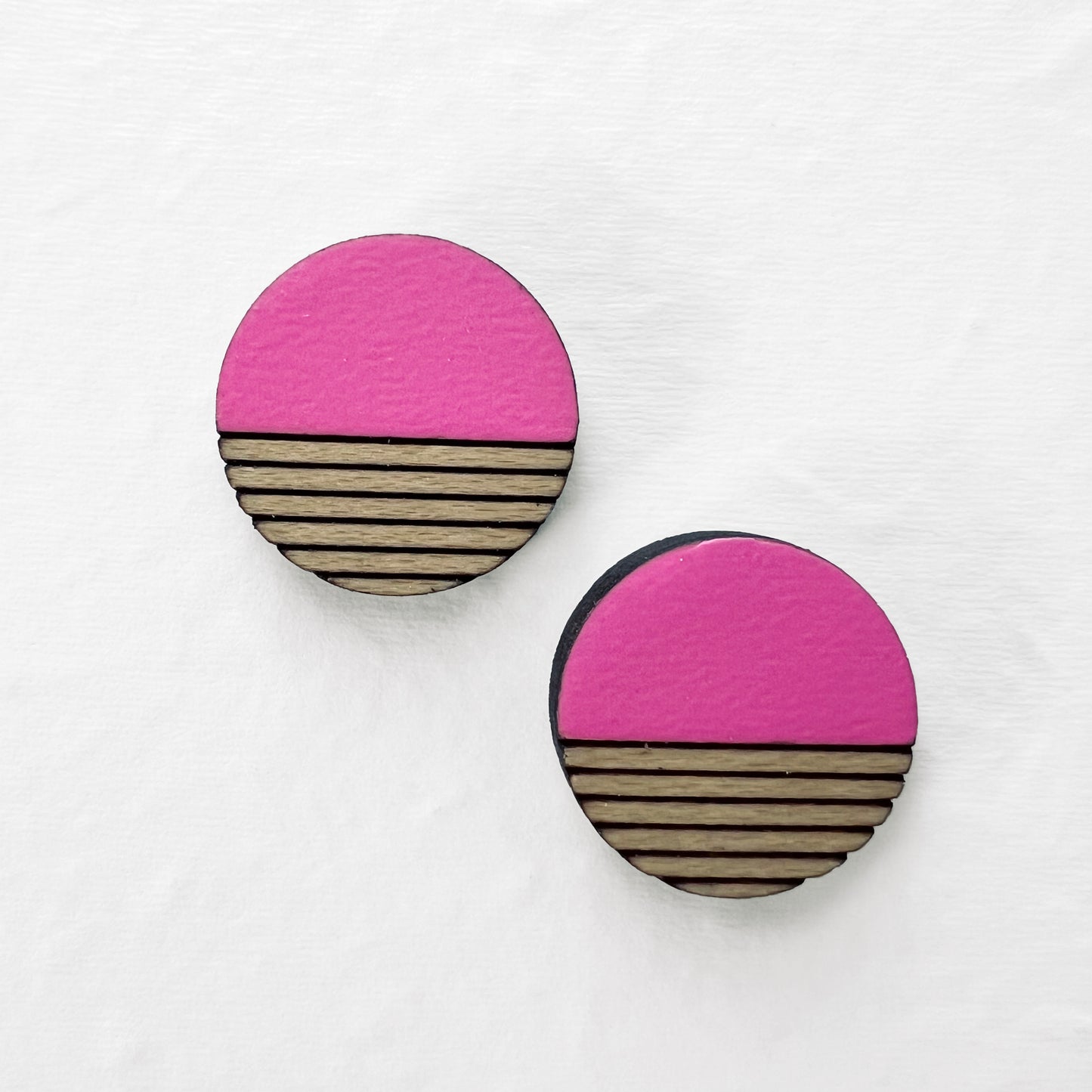 Retro Wood Stud Earrings