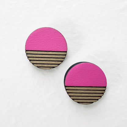 Retro Wood Stud Earrings