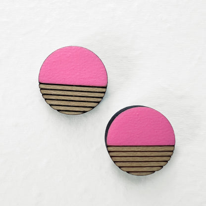 Retro Wood Stud Earrings