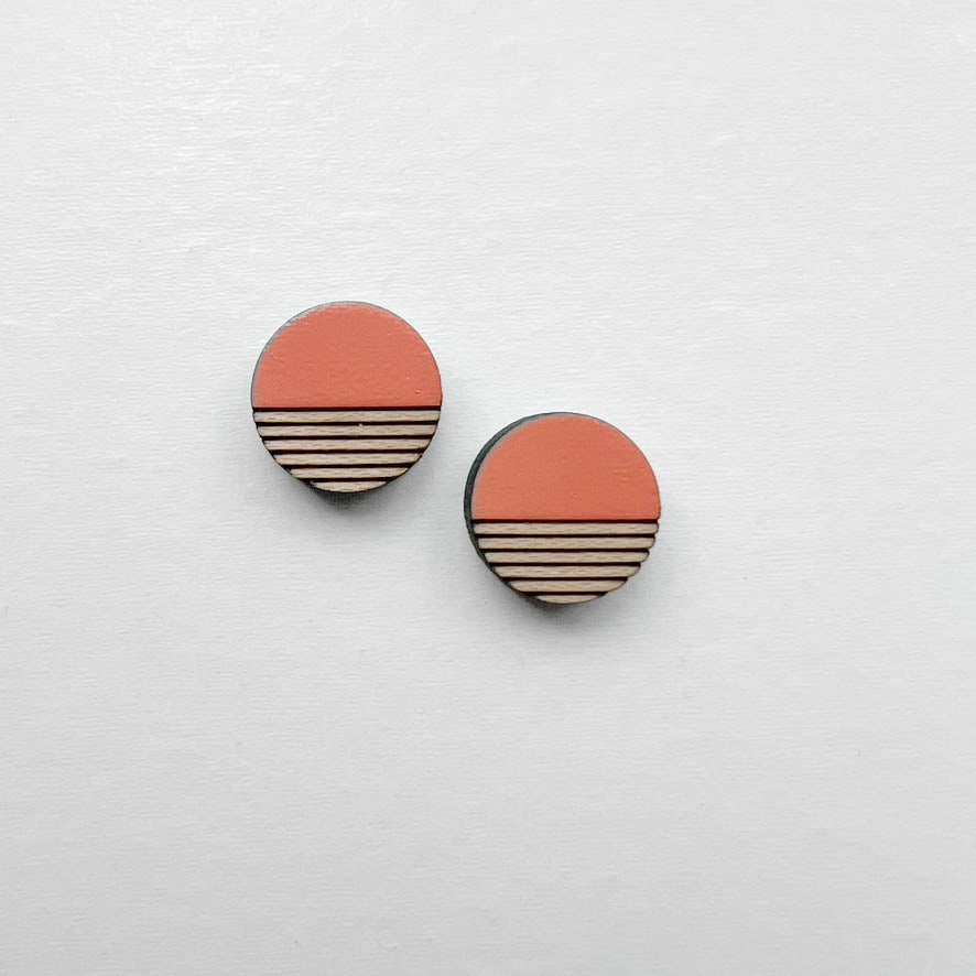 Retro Wood Stud Earrings