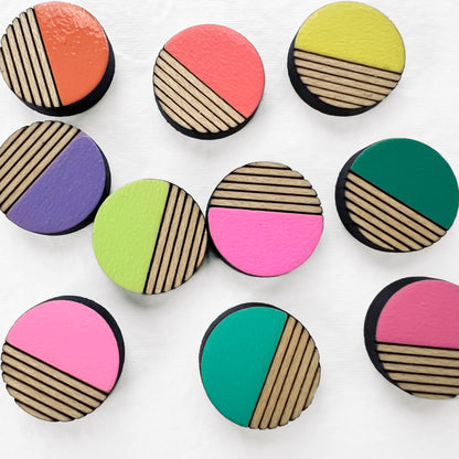 Retro Wood Stud Earrings