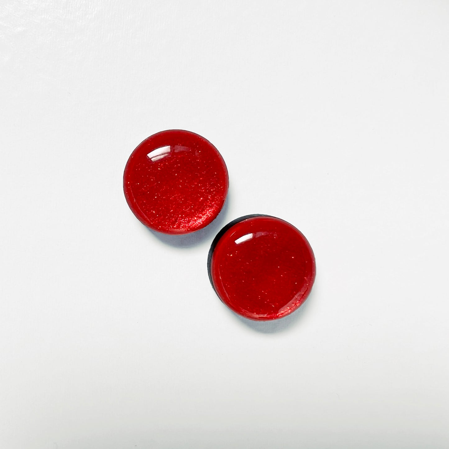 Rose Red Wood Stud Earrings