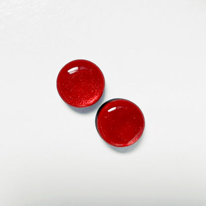 Rose Red Wood Stud Earrings