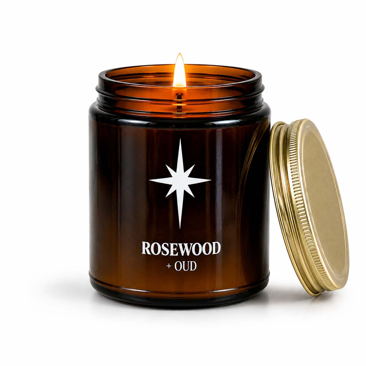 Rosewood and Oud Scented Candle with Flame