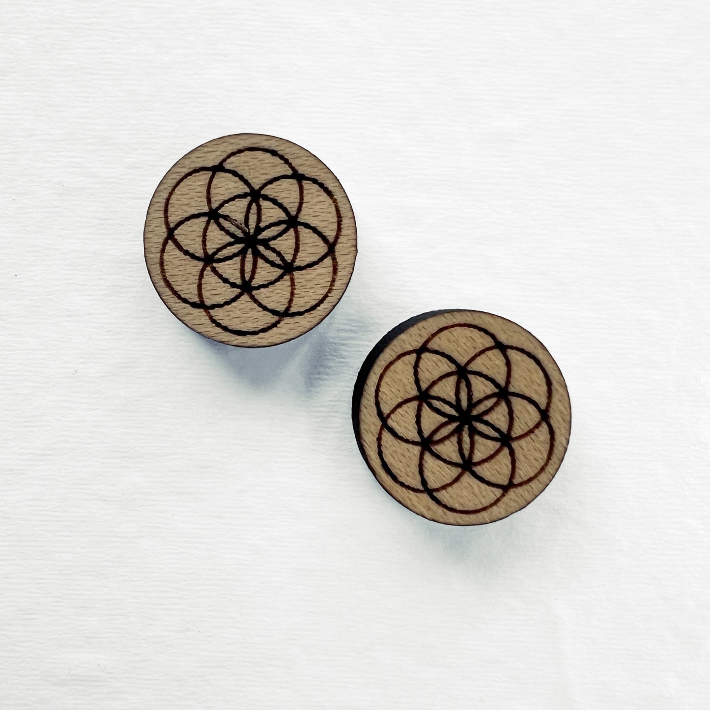 Seed of Life Wood Stud Earrings