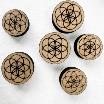 Seed of Life Wood Stud Earrings