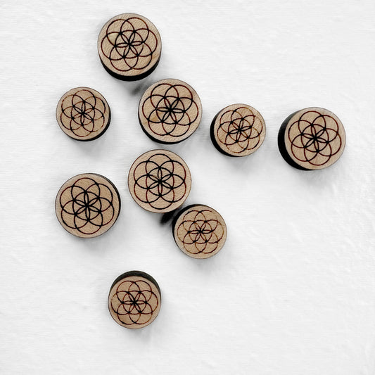 Seed of Life Wood Stud Earrings