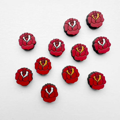 Traditional Rose Tattoo inspired wood stud earrings
