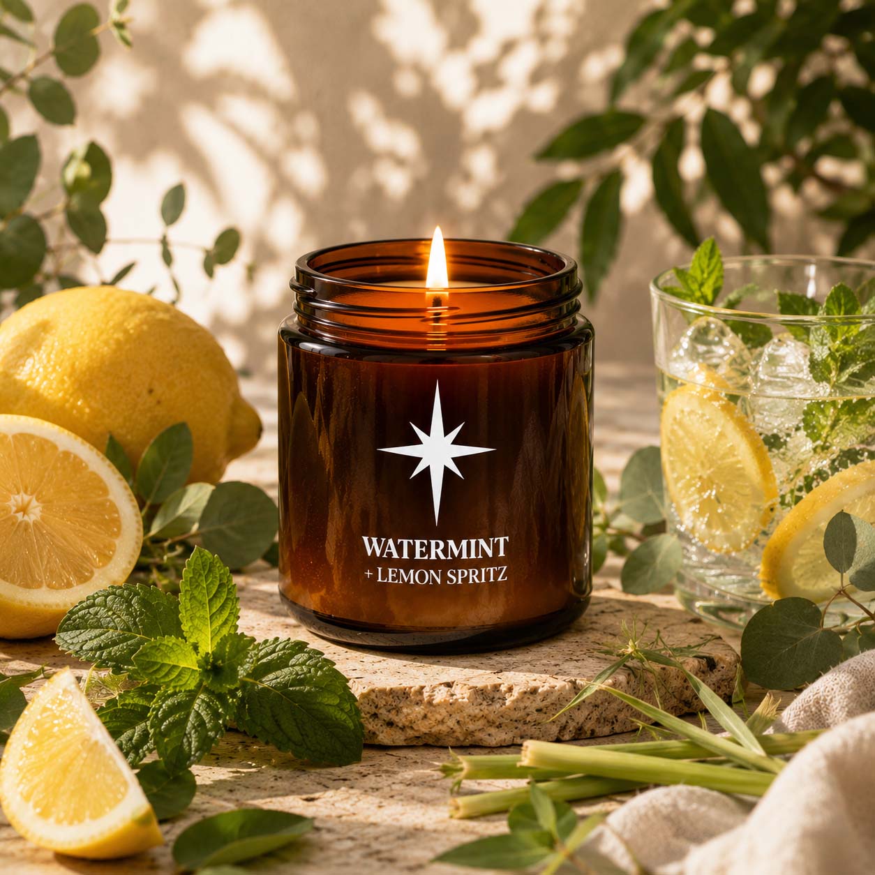 Watermint and Lemon Spritz Scented Candle Lifestyle