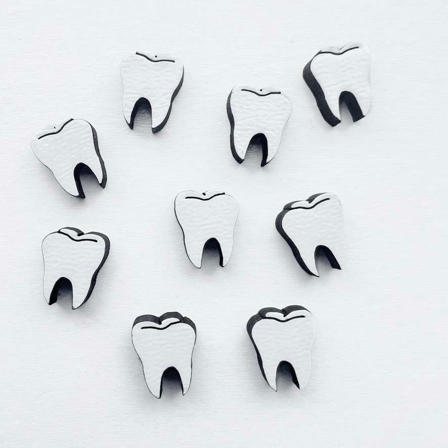 Wisdom Tooth Wood Earring Studs Tattoo Flash