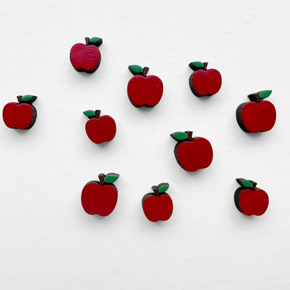 Apple Wood Stud Earrings - Painted Wood Stud Earrings Apple wood stud earrings with a titanium post. Hypoallergenic, lightweight, and perfect for back-to-school or teacher gifts.