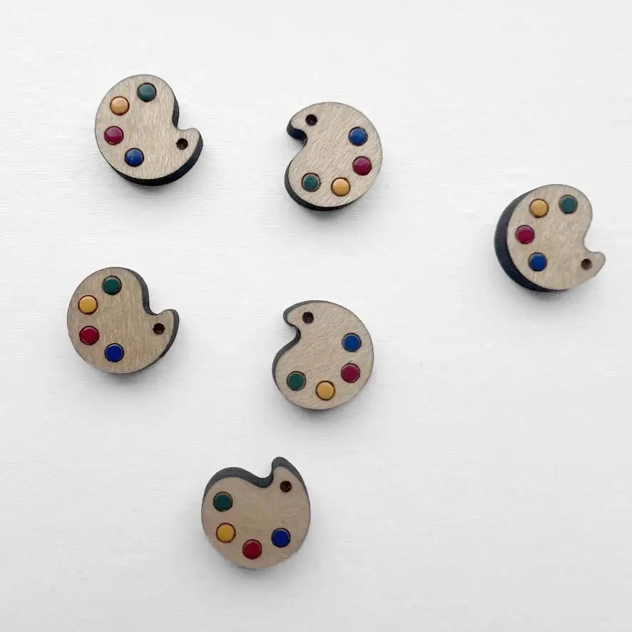 Artist Palette Structured Creativity Wood Stud Earrings - Painted Wood Stud Earrings