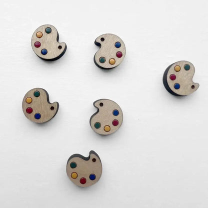 Artist Palette Structured Creativity Wood Stud Earrings - Painted Wood Stud Earrings