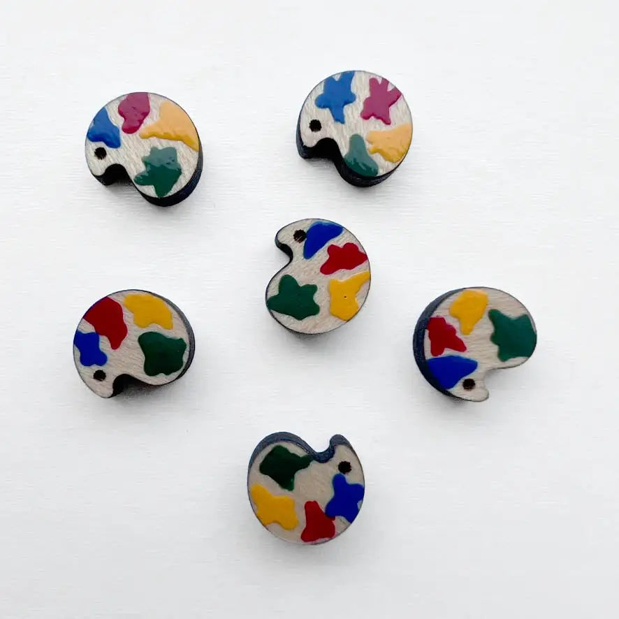 Artist Palette Unstructured Creativity Wood Stud Earrings - Painted Wood Stud Earrings