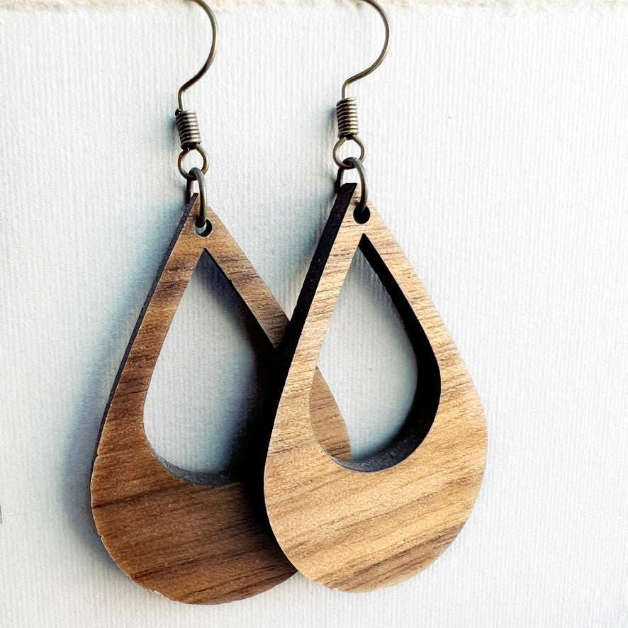 Betty Wood Drop Earrings - 1.50 Inch - Natural Wood Drop Earrings