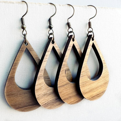 Betty Wood Drop Earrings - Natural Wood Drop Earrings