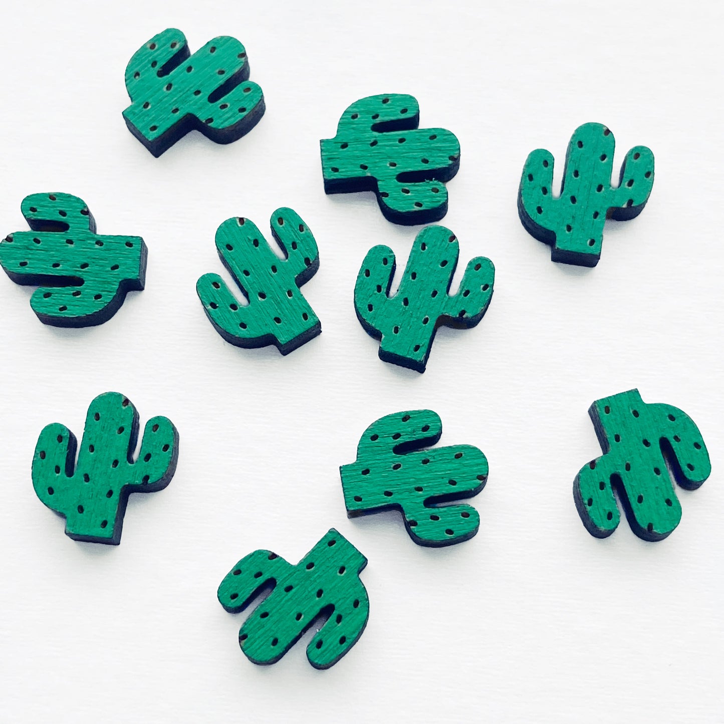 Cactus Wood Stud Earrings - Painted Wood Stud Earrings