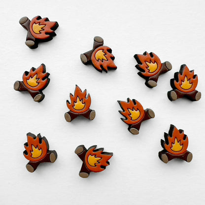 Campfire Wood Earrings - Painted Wood Stud Earrings