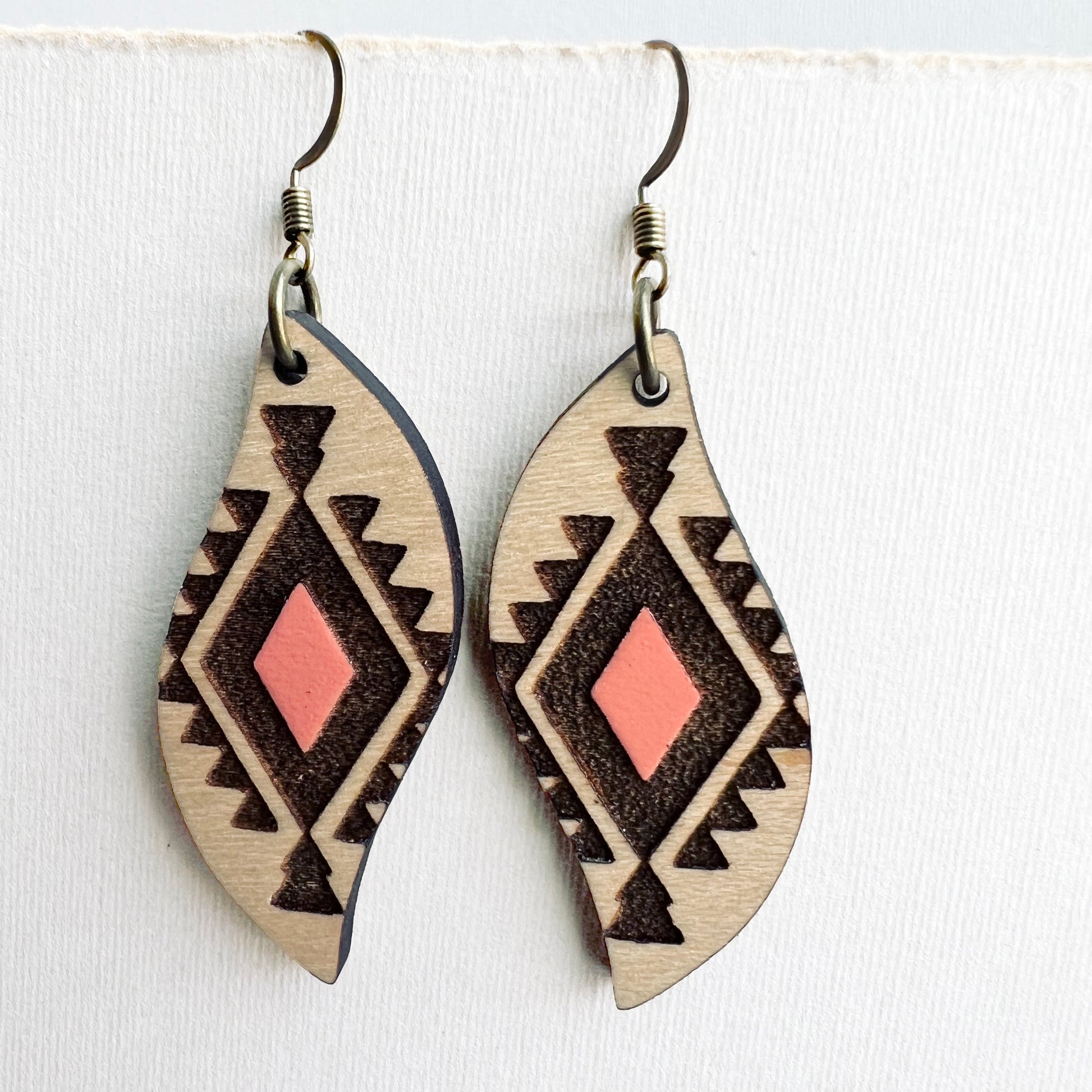 Cheyenne Wood Drop Earrings - 1.5 Inch / Desert Melon - Painted Wood Drop Earrings