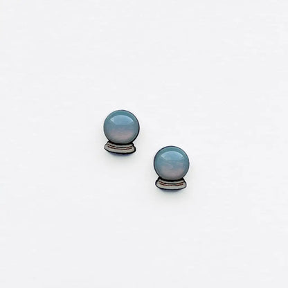 Crystal Ball Wood Stud earring