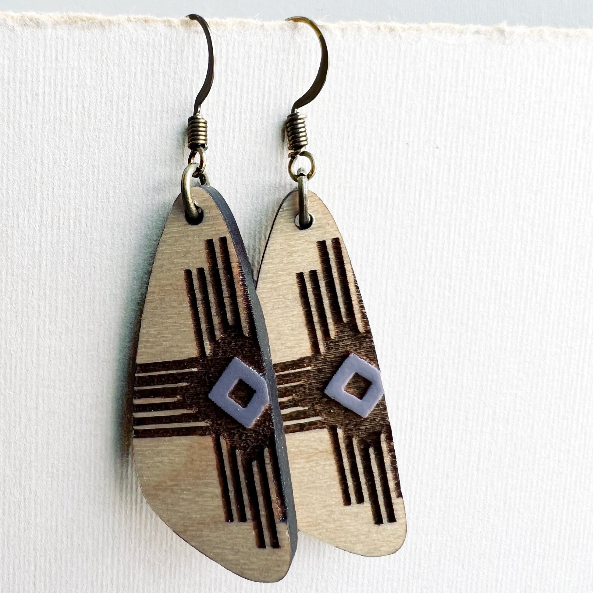 Dakota Wood Drop Earrings - 1.5 Inch / Dusty Lavender - Painted Wood Drop Earrings