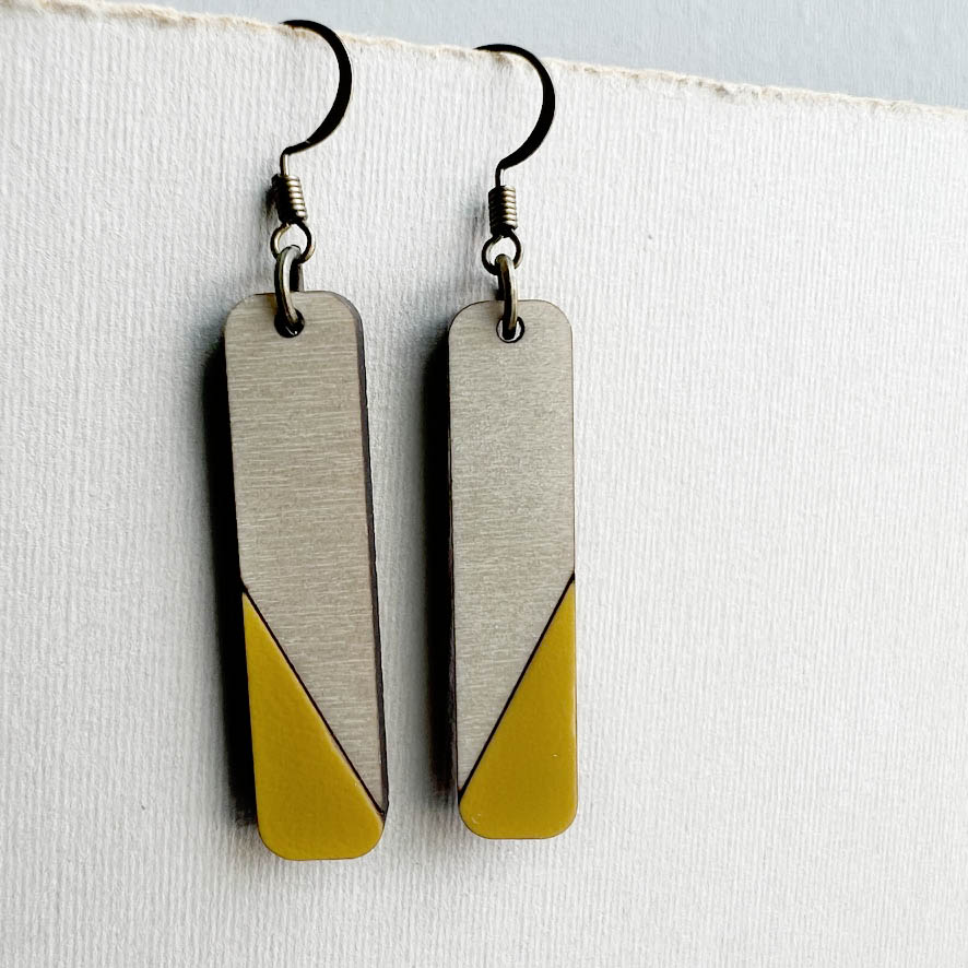 Dipped Matchstick Drop Earrings - Adobe Sun Yellow / 1.5 IN - Painted Wood Drop Earrings