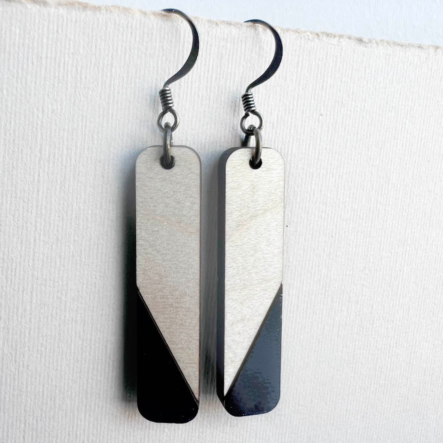 Dipped Matchstick Drop Earrings - Black / 1.5 IN - Painted Wood Drop Earrings