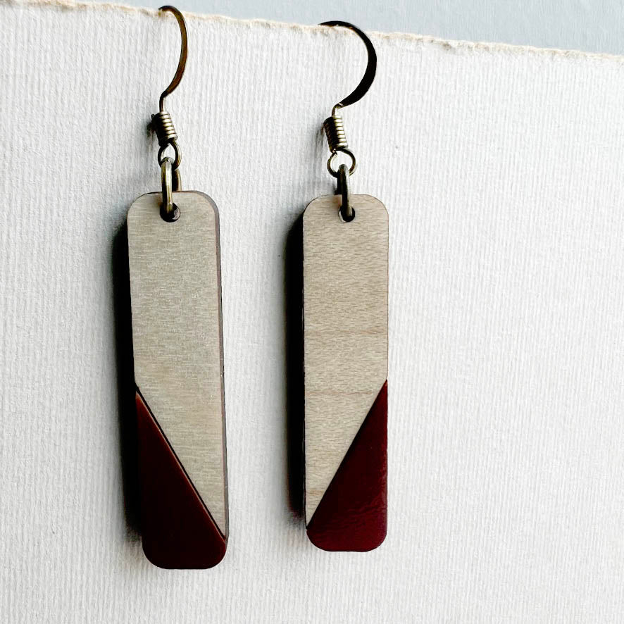 Dipped Matchstick Drop Earrings - Mojave Mocha Brown / 1.5 IN - Painted Wood Drop Earrings