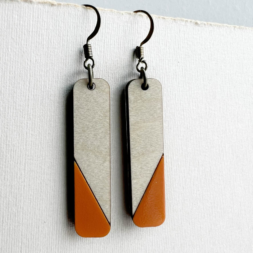 Dipped Matchstick Drop Earrings - Orange / 1.5 IN - Painted Wood Drop Earrings