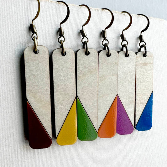 Dipped Matchstick Drop Earrings - Painted Wood Drop Earrings