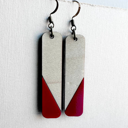 Dipped Matchstick Drop Earrings - Red / 1.5 IN - Painted Wood Drop Earrings