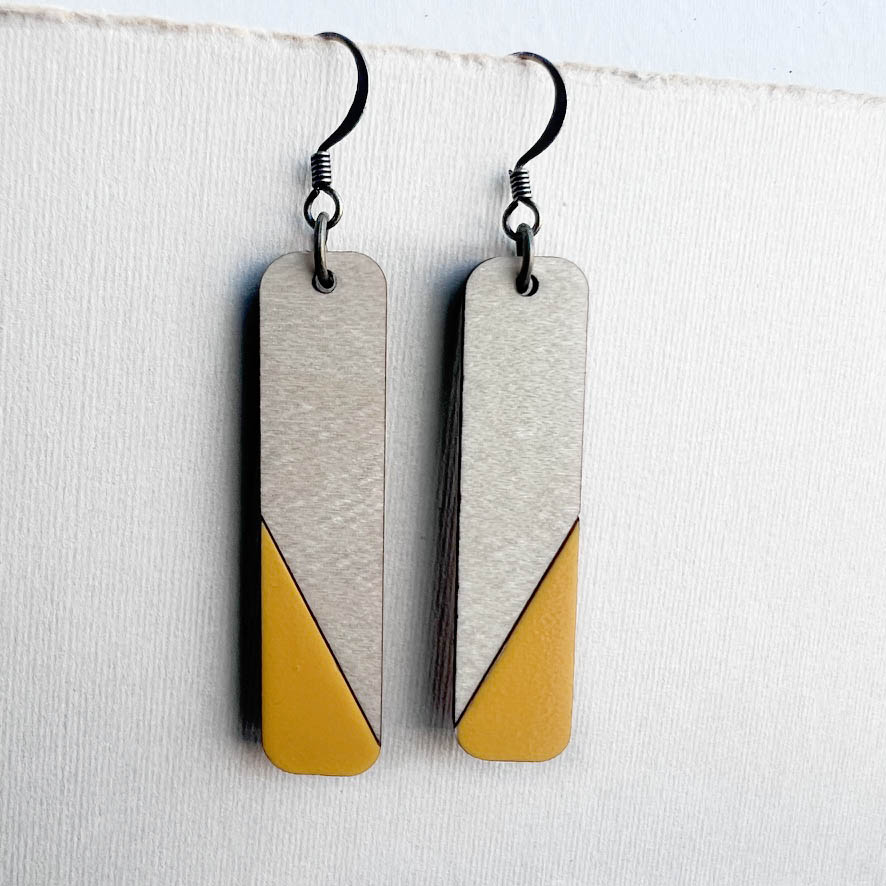 Dipped Matchstick Drop Earrings - Saffron Yellow / 1.5 IN - Painted Wood Drop Earrings