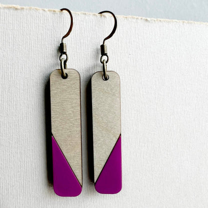 Dipped Matchstick Drop Earrings - Violet / 1.5 IN - Painted Wood Drop Earrings