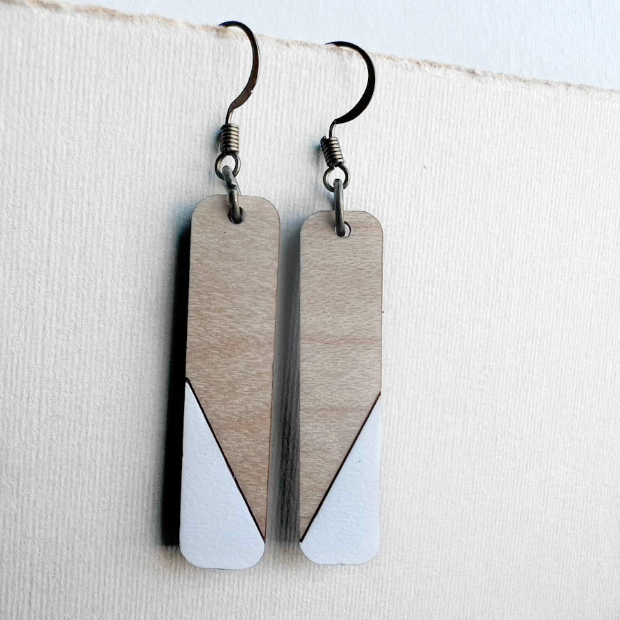 Dipped Matchstick Drop Earrings - White / 1.5 IN - Painted Wood Drop Earrings