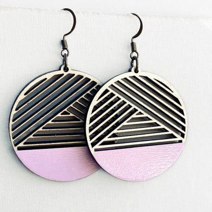 Dipped Metric + Maple Wood Drop Earrings - Hollywood Pink - Painted Wood Drop Earrings