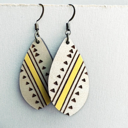 Dolly Wood Drop Earrings - 1.5 Inch / Austin City Limit Yellow - Painted Wood Drop Earrings