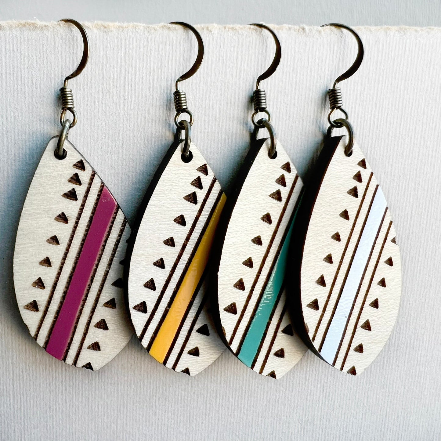 Dolly Wood Drop Earrings - Painted Wood Drop Earrings