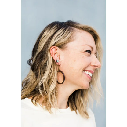 Double Triangle Wood Stud Earrings - Painted Wood Stud Earrings