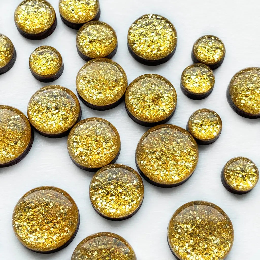 Gold Dust Wood Stud Earrings - Resin Wood Stud Earrings
