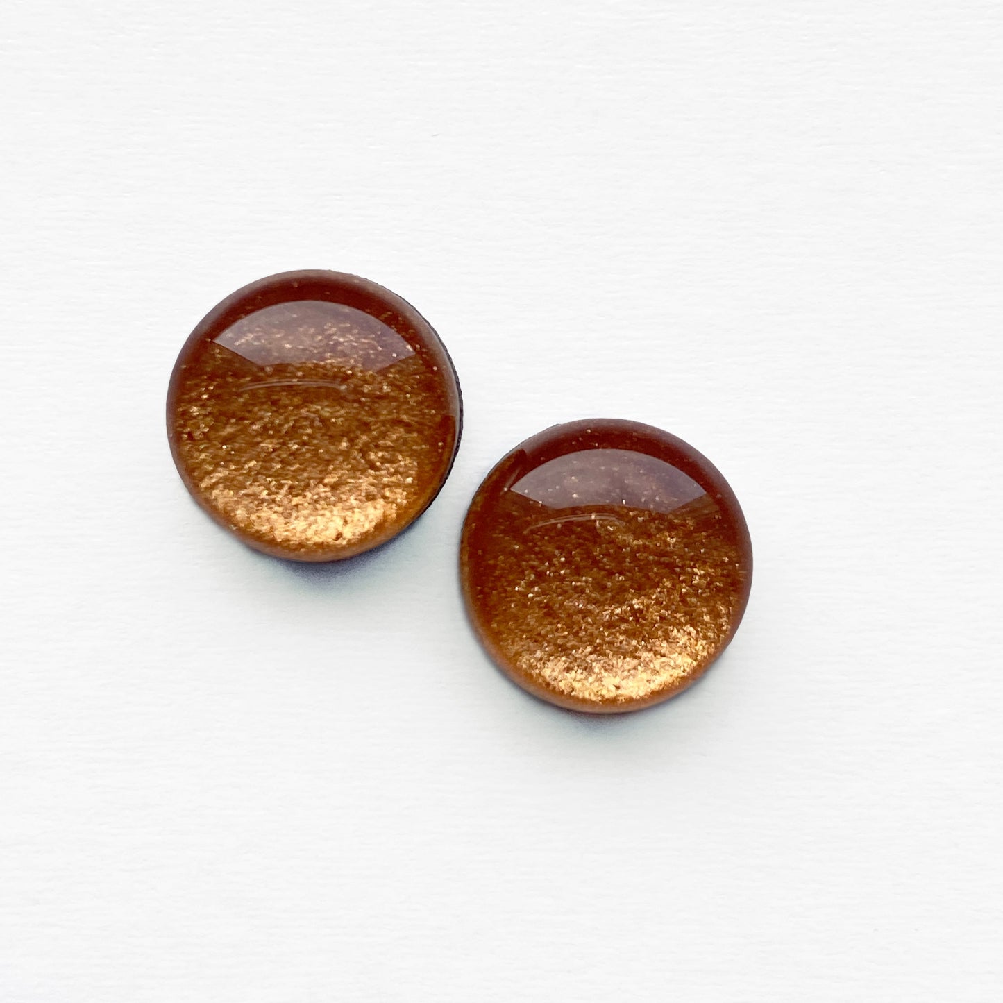 Golden Honey Wood Stud Earrings - 6.5MM - Resin Wood Stud Earrings