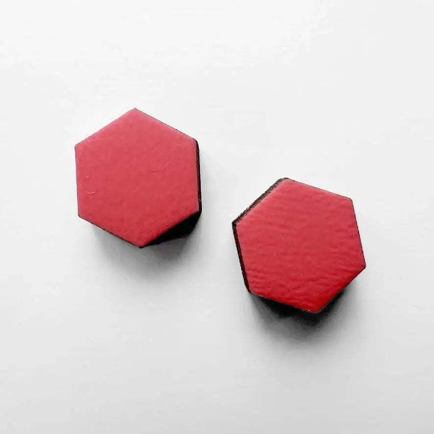 Hexagon Wood Stud Earrings Coral Canyon