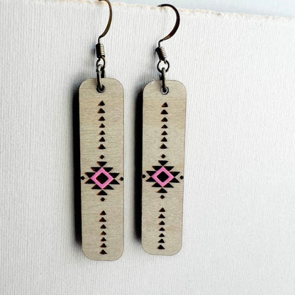 Johnny Wood Drop Earrings - Malibu Pink / 1.5 IN - Painted Wood Drop Earrings