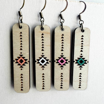 Johnny Wood Drop Earrings - Painted Wood Drop Earrings