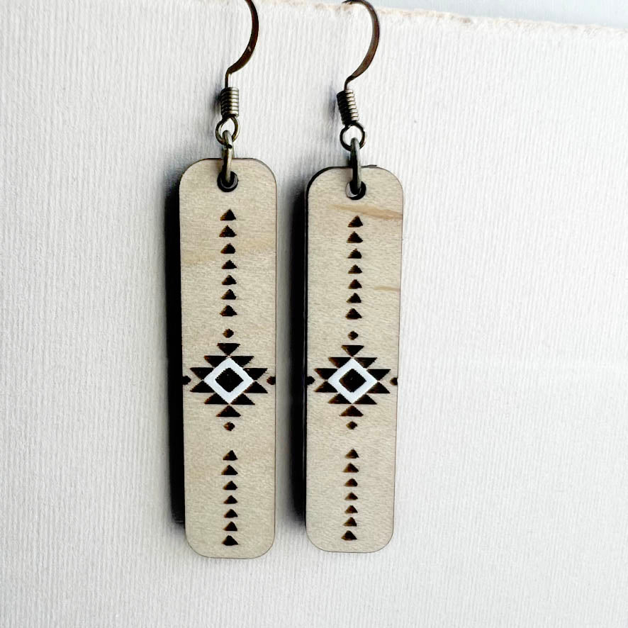 Johnny Wood Drop Earrings - White / 1.5 IN - Painted Wood Drop Earrings